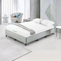 Palermo King Single Ensemble Bed Base Platinum Light Grey Linen Fabric Furniture Kings Warehouse 