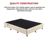 Palermo King Single Ensemble Bed Base Platinum Natural Sand Linen Fabric Furniture Kings Warehouse 