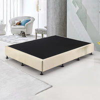 Palermo King Single Ensemble Bed Base Platinum Natural Sand Linen Fabric Furniture Kings Warehouse 