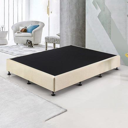 Palermo King Single Ensemble Bed Base Platinum Natural Sand Linen Fabric Furniture Kings Warehouse 