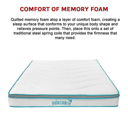 Palermo Queen 20cm Memory Foam and Innerspring Hybrid Mattress Furniture Kings Warehouse 