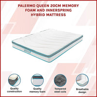 Palermo Queen 20cm Memory Foam and Innerspring Hybrid Mattress Furniture Kings Warehouse 