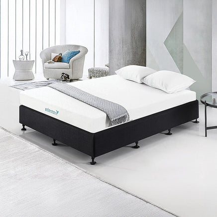 Palermo Queen Ensemble Bed Base Midnight Black Linen Fabric Furniture Kings Warehouse 