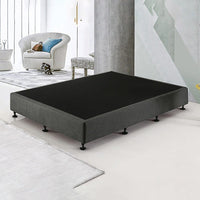 Palermo Queen Ensemble Bed Base Platinum Graphite Linen Fabric Furniture Kings Warehouse 