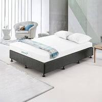 Palermo Queen Ensemble Bed Base Platinum Graphite Linen Fabric Furniture Kings Warehouse 