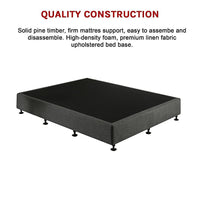 Palermo Queen Ensemble Bed Base Platinum Graphite Linen Fabric Furniture Kings Warehouse 