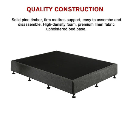 Palermo Queen Ensemble Bed Base Platinum Graphite Linen Fabric Furniture Kings Warehouse 