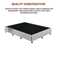 Palermo Queen Ensemble Bed Base Platinum Light Grey Linen Fabric Furniture Kings Warehouse 