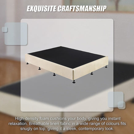 Palermo Queen Ensemble Bed Base Platinum Natural Sand Linen Fabric Furniture Kings Warehouse 