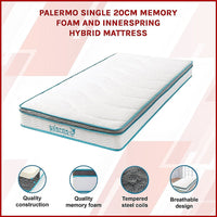 Palermo Single 20cm Memory Foam and Innerspring Hybrid Mattress Furniture Kings Warehouse 