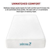 Palermo Single 25cm Gel Memory Foam Mattress - Dual-Layered - CertiPUR-US Certified Furniture Kings Warehouse 