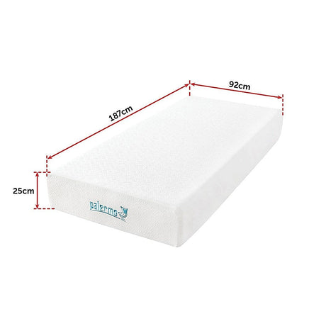 Palermo Single 25cm Gel Memory Foam Mattress - Dual-Layered - CertiPUR-US Certified Furniture Kings Warehouse 
