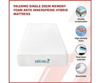 Palermo Single 25cm Gel Memory Foam Mattress - Dual-Layered - CertiPUR-US Certified Kings Warehouse 