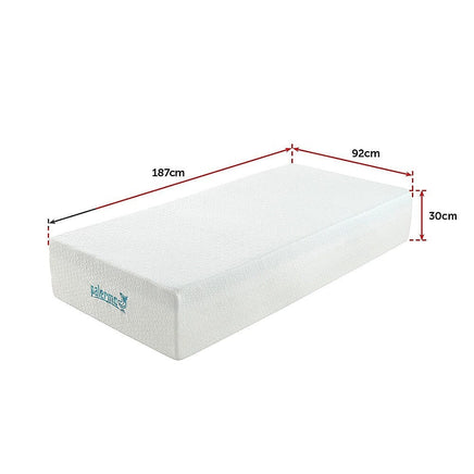 Palermo Single Mattress 30cm Memory Foam Green Tea Infused CertiPUR Approved Furniture Kings Warehouse 