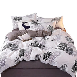 Palm Leaves Pattern Aloe Cotton Flat Sheet Quilt Cover Pillowcases 4pcs Bedding Set (Double) Home & Garden Kings Warehouse 