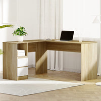 Paris Corner Computer Desk Office Study Desks Table Drawers L-Shape Workstation Kings Warehouse 
