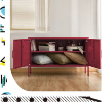 ParisBuffet Sideboard Locker Metal Storage Cabinet - BASE Pink living room Kings Warehouse 