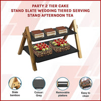 Party 2 Tier Cake Stand Slate Wedding Tiered Serving Stand Afternoon Tea Home & Garden Kings Warehouse 