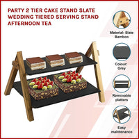 Party 2 Tier Cake Stand Slate Wedding Tiered Serving Stand Afternoon Tea Kings Warehouse 