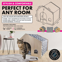 Pet Basic Vintage Cozy Cat House Waterproof Mattress 52 x 47 x 50cm Kings Warehouse 