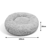 Pet Dog Bed Bedding Warm Plush Round Comfort Dog Nest Light Grey kennel XL 100cm Kings Warehouse 