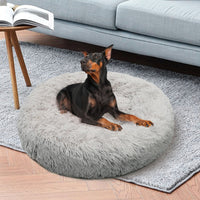 Pet Dog Bed Bedding Warm Plush Round Comfort Dog Nest Light Grey kennel XL 100cm Kings Warehouse 