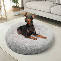 Pet Dog Bed Bedding Warm Plush Round Comfort Dog Nest Light Grey kennel XL 100cm Kings Warehouse 