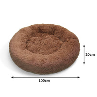 Pet Dog Bed Bedding Warm Plush Round Soft Dog Nest Light Coffee XL 100cm Kings Warehouse 