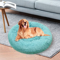 Pet Dog Bed Warm Plush Round Comfortable Nest Comfy Sleeping kennel Green M 70cm Kings Warehouse 