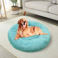 Pet Dog Bed Warm Plush Round Comfortable Nest Comfy Sleeping kennel Green M 70cm Kings Warehouse 