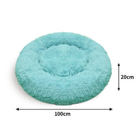 Pet Dog Bedding Warm Plush Round Comfortable Nest Comfy Sleep kennel Green 100cm Kings Warehouse 