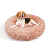 Pet Dog Bedding Warm Plush Round Comfortable Nest Comfy Sleep kennel Pink M 70cm Kings Warehouse 