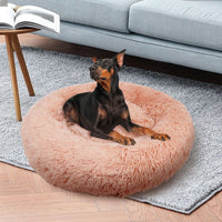 Pet Dog Bedding Warm Plush Round Comfortable Nest Comfy Sleep kennel Pink M 70cm Kings Warehouse 