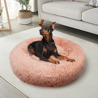 Pet Dog Bedding Warm Plush Round Comfortable Nest Comfy Sleeping kennel Pink Large 90cm Kings Warehouse 