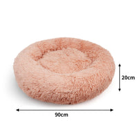 Pet Dog Bedding Warm Plush Round Comfortable Nest Comfy Sleeping kennel Pink Large 90cm Kings Warehouse 