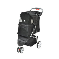 Pet Stroller Pram - Dog or Cat Black 3 Wheeled Folding Travel Buggy Pushchair Home & Garden Kings Warehouse 