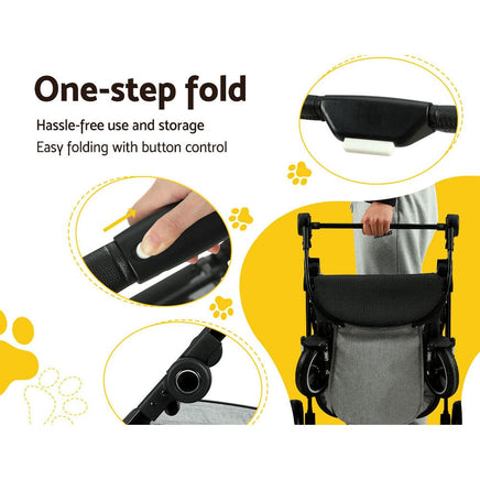 Pet Stroller Pram Large Dog Cat Carrier Travel Pushchair Foldable 4 Wheels Passionate for Pets Kings Warehouse 