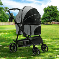 Pet Stroller Pram Large Dog Cat Carrier Travel Pushchair Foldable 4 Wheels Passionate for Pets Kings Warehouse 