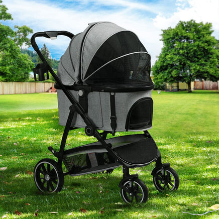 Pet Stroller Pram Large Dog Cat Carrier Travel Pushchair Foldable 4 Wheels Passionate for Pets Kings Warehouse 