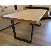 Petunia Dining Table 210cm Elm Timber Wood Black Metal Leg - Natural dining Kings Warehouse 