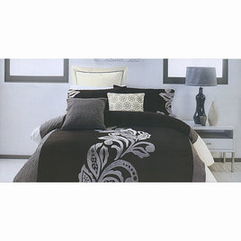 Pierre Black Grey Quilt Cover Set QUEEN Home & Garden Kings Warehouse 