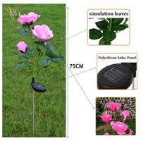 Pink Bulk Solar Garden Lights 75cm Long Rose Flowers Yard Lamp Xmas Halloween Deco AU Kings Warehouse 