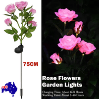 Pink Bulk Solar Garden Lights 75cm Long Rose Flowers Yard Lamp Xmas Halloween Deco AU Kings Warehouse 