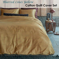 PIP Studio Blurred Lines Yellow Cotton Sateen Quilt Cover Set Queen Home & Garden Kings Warehouse 