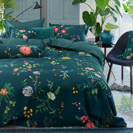 PIP Studio Fleur Grandeur Dark Blue Cotton Quilt Cover Set Queen Home & Garden Kings Warehouse 