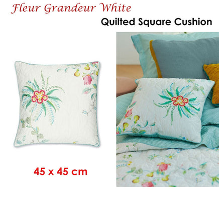 PIP Studio Fleur Grandeur White Quilted Square Cushion Home & Garden Kings Warehouse 