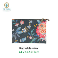 PIP Studio Flower Festival Dark Blue Medium Cosmetic Flat Pouch Health & Beauty Kings Warehouse 
