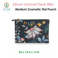 PIP Studio Flower Festival Dark Blue Medium Cosmetic Flat Pouch Health & Beauty Kings Warehouse 