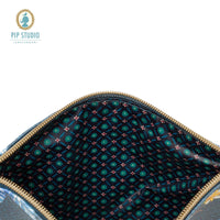 PIP Studio Flower Festival Dark Blue Medium Cosmetic Flat Pouch Health & Beauty Kings Warehouse 