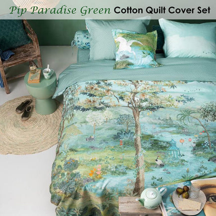 PIP Studio Pip Paradise Green Quilt Cover Set Queen Home & Garden Kings Warehouse 